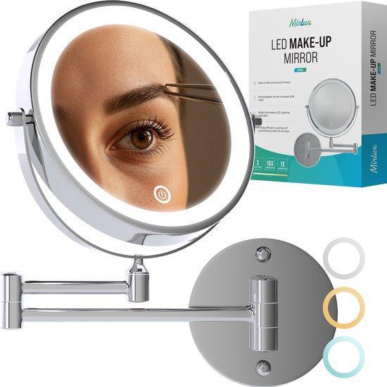2dekans | Mirlux Make-upspiegel met LED-verlichting -, Huis en Inrichting, Woonaccessoires | Spiegels, Ophalen of Verzenden