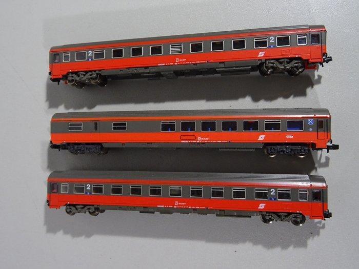 Roco N - Treinset (3) - 3 ÖBB Intercitywagen Bmz rot-braun, Hobby en Vrije tijd, Modeltreinen | N-Spoor