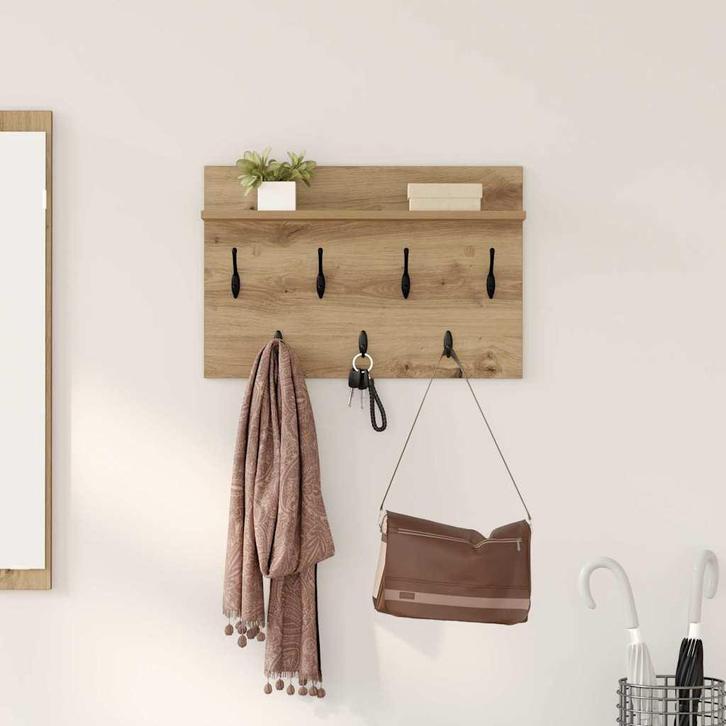 vidaXL Wandgemonteerde kapstok artisanaal eikenkleurig 60 x, Huis en Inrichting, Kasten | Wandmeubels, Nieuw, Verzenden