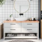 vidaXL Wastafelblad 160x50x(2-6) cm behandeld massief hout, Huis en Inrichting, Keuken | Keukenelementen, Verzenden, Nieuw