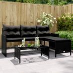 vidaXL Tuinbank met tafel en kussens L-vormig poly rattan, Tuin en Terras, Verzenden, Nieuw