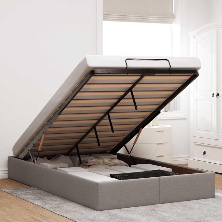 vidaXL Bedframe zonder matras 120x200 cm stof taupe, Maison & Meubles, Chambre à coucher | Lits, Envoi