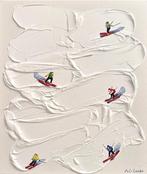 Juli Lampe (1980) - Ski Lovers on the snowy waves., Antiek en Kunst, Kunst | Schilderijen | Modern