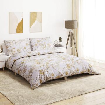 vidaXL Dekbedovertrekset 260x240 cm katoen wit en bruin, Verzenden, Nieuw