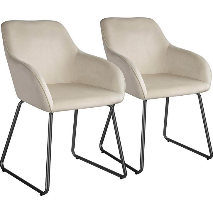 tectake Eetkamerstoel Jeane, fluweellook, sledeonderstel - F, Maison & Meubles, Chaises, Envoi