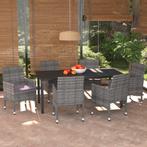 vidaXL 7-delige Tuinset met kussens poly rattan grijs, Tuin en Terras, Tuinsets en Loungesets, Verzenden, Nieuw, Tuinset