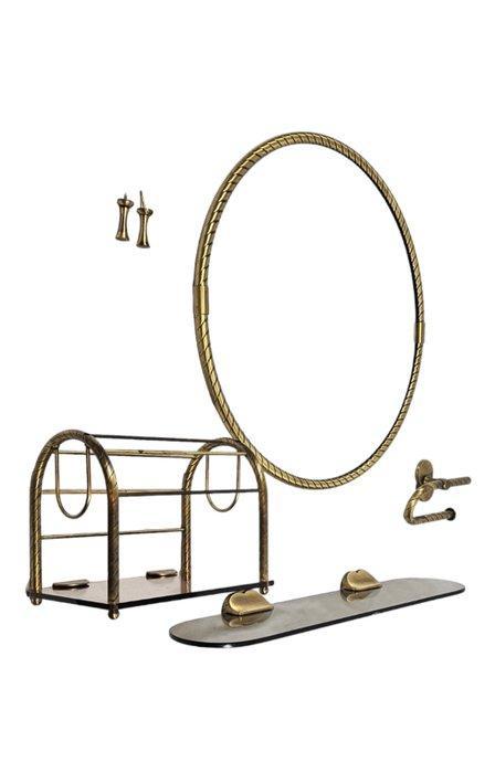Miroir  - Laiton, Verre, miroir de salle de bains design, Antiek en Kunst, Kunst | Designobjecten