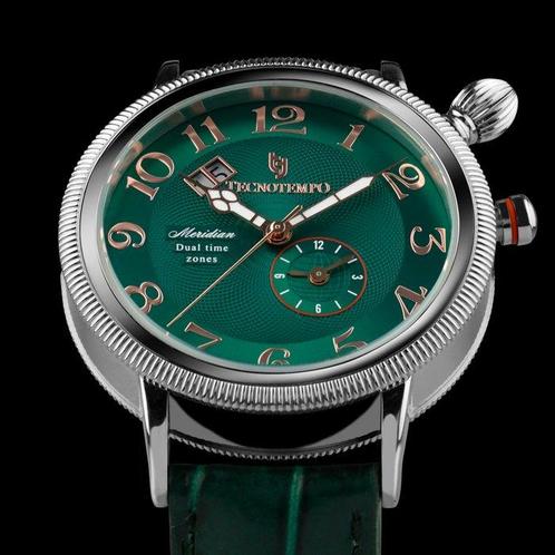 Tecnotempo - Dual Time Zones Meridian - Swiss Movt -, Handtassen en Accessoires, Horloges | Heren