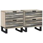 vidaXL Nachtkastje met lade 2 pcs Wit en zwart 40 x 33 x 46, Huis en Inrichting, Slaapkamer | Nachtkastjes, Verzenden, Nieuw