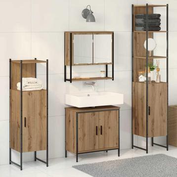 vidaXL 4-delige Badkamermeubelset Artisan Eiken Gebogen Hout, Verzenden
