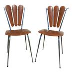 Chaise - Chromé(e), Cuir synthétique - Deux chaises, Antiquités & Art