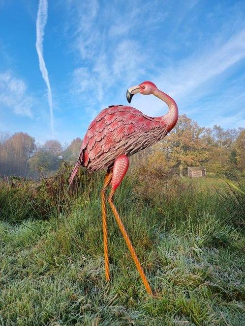 Figurine - Levensechte flamingo - Fer, Métal, Antiek en Kunst, Curiosa en Brocante
