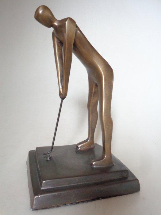 Sculpture, Golfer in actie - 21 cm - Bronze patiné, Antiek en Kunst, Curiosa en Brocante