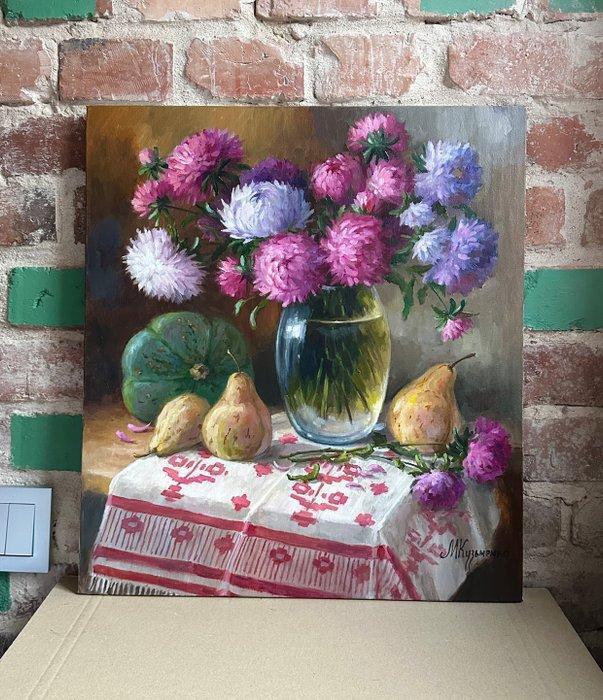 Merie Khys (XX-XXI) - Still life with asters, Antiek en Kunst, Kunst | Schilderijen | Klassiek