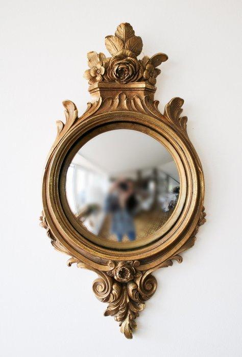 Miroir convexe oeil de sorcière doré style Régence - Spiegel, Antiek en Kunst, Curiosa en Brocante