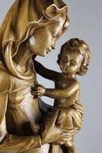 Val Gardena - sculptuur, Maria met Kind - 90 cm - Hout, Antiek en Kunst