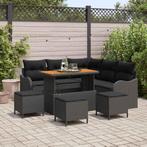vidaXL Tuinbank Set 9 pcs Zwart poly rattan, Tuin en Terras, Verzenden, Nieuw
