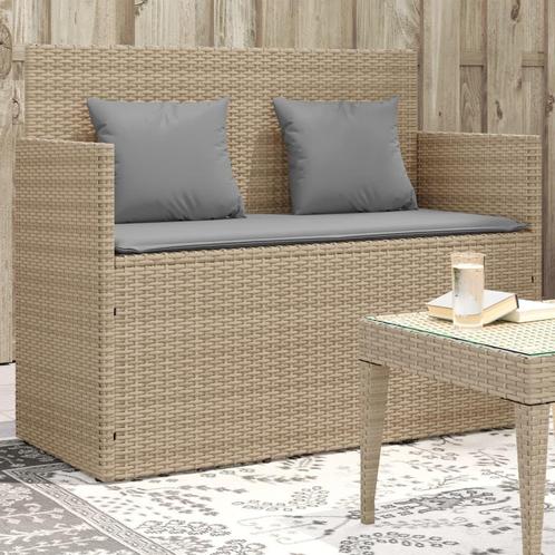 vidaXL Tuinbank met kussens poly rattan beige, Tuin en Terras, Tuinsets en Loungesets, Nieuw, Verzenden