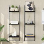 vidaXL Wandschappen 3-laags met stangen 2 st 30x25x100 cm, Huis en Inrichting, Kasten | Wandmeubels, Verzenden, Nieuw