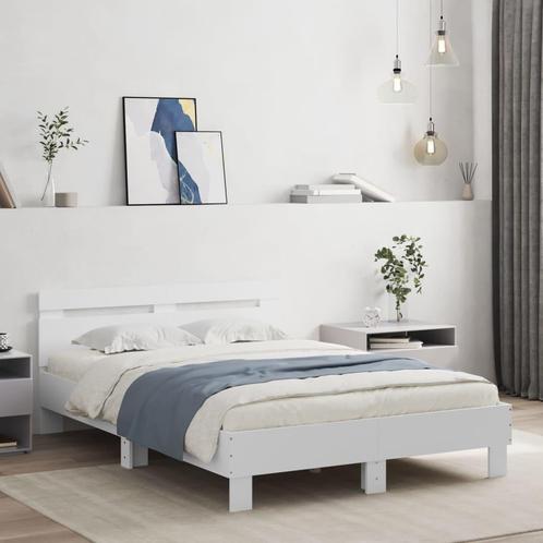 vidaXL Bedframe met hoofdeinde bewerkt hout wit 120x190 cm, Huis en Inrichting, Slaapkamer | Bedden, Nieuw, Verzenden