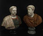 sculptuur, Coppia di Busti Imperatori - 58 cm - Marmer, Antiek en Kunst, Antiek | Keramiek en Aardewerk