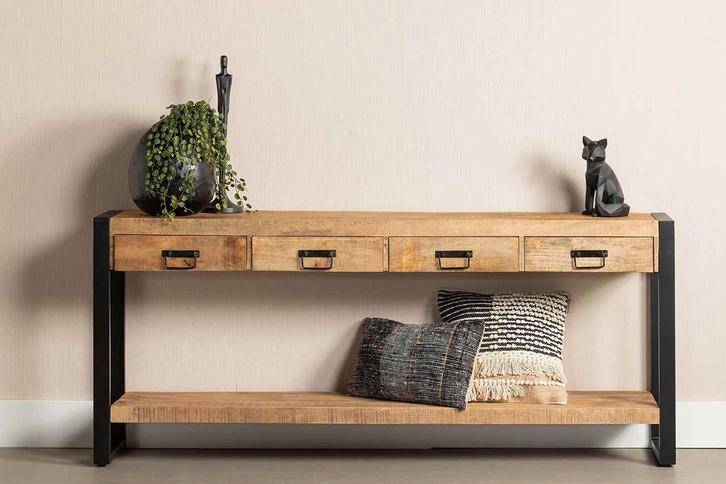 Mangohout Sidetable Winnie 180 cm, Huis en Inrichting, Tafels | Sidetables, Nieuw, Verzenden
