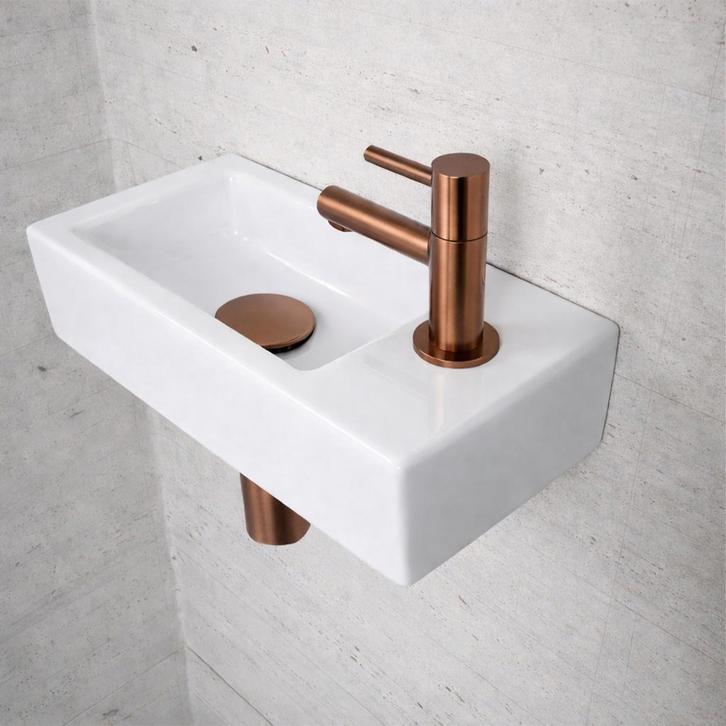 Fonteinset Glans Wit Wiesbaden Color Brons Koper (kraangat, Doe-het-zelf en Bouw, Sanitair, Overige typen, Nieuw, Chroom, Ophalen of Verzenden