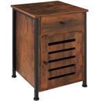 Nachtkastje Waterford 40x42x60,5cm - Industrieel hout donker, Maison & Meubles, Tables | Tables d'appoint, Verzenden