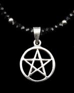 Zilver, Zwarte Spinel - Ketting - De ingewijde - Pentagram