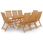 vidaXL 9-delige Tuinset massief teakhout, Tuin en Terras, Verzenden, Nieuw, Tuinset
