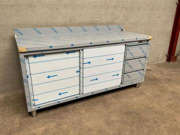 RVS Werktafel met Schuifdeuren en 3 laden 180cm beschikbaar voor biedingen