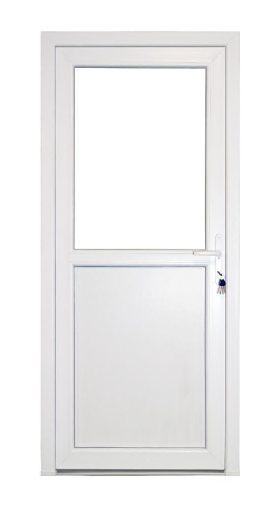 PVC Deur 1/2  glas Premium b98xh215 cm wit R, Doe-het-zelf en Bouw, Deuren en Vliegenramen, Nieuw, Glas, Kunststof, Metaal, Buitendeur
