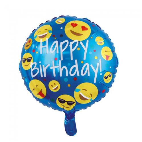 Helium Ballon Happy Birthday Emoji 45cm leeg, Hobby & Loisirs créatifs, Articles de fête, Envoi