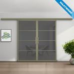 Dubbele stalen Schuifdeuren met koofsysteem 4 Vlaks Olijfgro, Doe-het-zelf en Bouw, Nieuw, Metaal