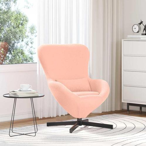 vidaXL Eivormige stoel Roze Kratig Wolachtig Stof, Huis en Inrichting, Fauteuils, Nieuw, Verzenden