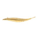 Gouden veer broche | Vintage (gouden broche, geelgoud), Handtassen en Accessoires, Broches, Ophalen of Verzenden, Gebruikt, Overige kleuren
