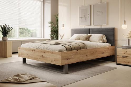 Tweepersoonsbed Roma - Grijs - Eiken - 160x200 cm, Huis en Inrichting, Slaapkamer | Bedden, Nieuw, 160 cm, Verzenden