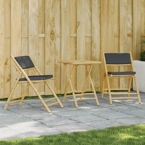 vidaXL Ensemble de bistro pliante 3 pcs et coussins gris, Jardin & Terrasse, Ensembles de jardin, Neuf, Envoi