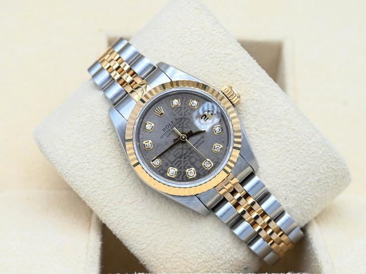 Rolex Lady-Datejust Ref. 69173 Year 1995 (Box & Papers), Handtassen en Accessoires, Horloges | Dames, Goud, Zo goed als nieuw
