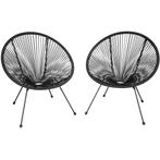tectake 2 tuinstoelen Santana in Acapulco-design - zwart, Tuin en Terras, Verzenden, Nieuw
