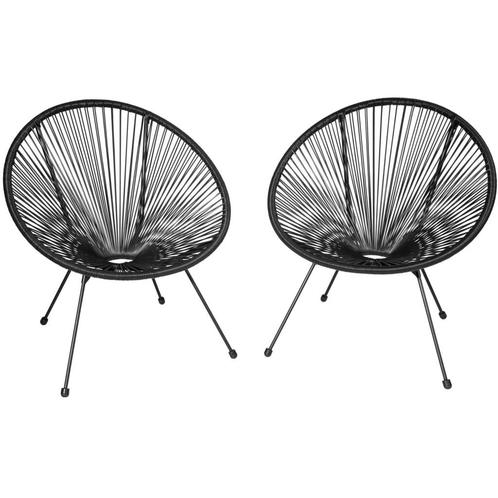 tectake 2 tuinstoelen Santana in Acapulco-design - zwart, Tuin en Terras, Overige Tuin en Terras, Verzenden