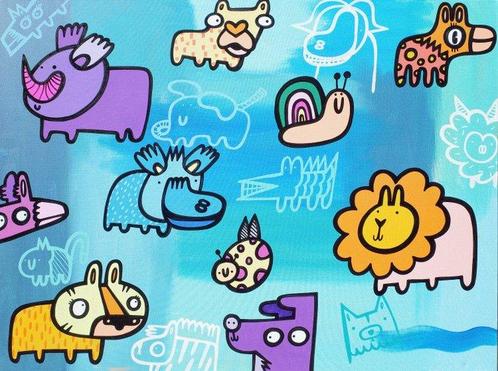 Kev Munday (1986) - Tranquil Menagerie - XXL - NO Reserve, Antiek en Kunst, Kunst | Schilderijen | Modern