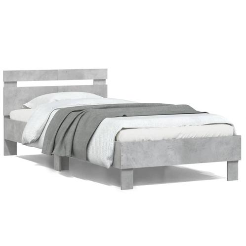vidaXL Cadre de lit tête de lit et lumières LED gris, Maison & Meubles, Chambre à coucher | Lits, Neuf, Envoi