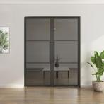 Dubbele stalen taatsdeur - 3 Vlaks - Rook glas, Doe-het-zelf en Bouw, Deuren en Vliegenramen, Minder dan 80 cm, Overige typen