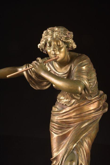 Paul Philippe (1870–1930) - sculptuur, Fluitspelende vrouw -, Antiek en Kunst, Antiek | Keramiek en Aardewerk