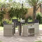 vidaXL Tuin Eettafel Set 5 pcs Lichtgrijs poly rattan, Tuin en Terras, Verzenden, Nieuw