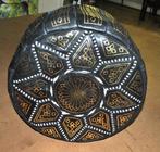 Artisanat Marocain - Poef - Leder - Zwart/wit/goud of 48 cm