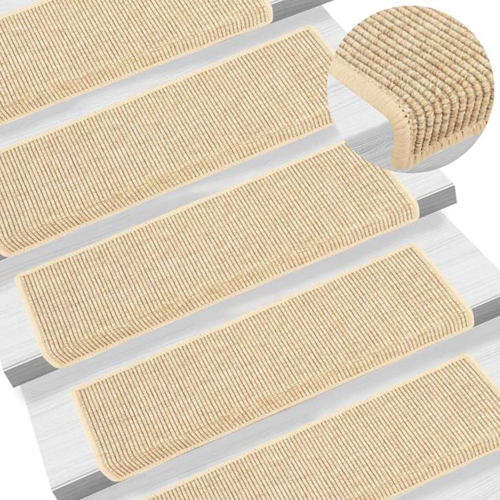 vidaXL Trapmatten 15 st 65x21x4 cm lichtbeige met, Doe-het-zelf en Bouw, Ladders en Trappen, Nieuw, Verzenden