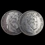 France. Louis Philippe I. 5 Francs 1843-B & 1843-W (lot of 2, Postzegels en Munten