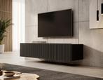 Meubella | TV-Meubel hangend zwart 150cm lamellen, Huis en Inrichting, Kasten |Televisiemeubels, Overige materialen, Verzenden